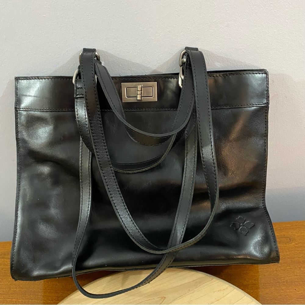 Patricia Nash Lucinda Multi Compartment Tote‎ Black Leather Work Travel Business
